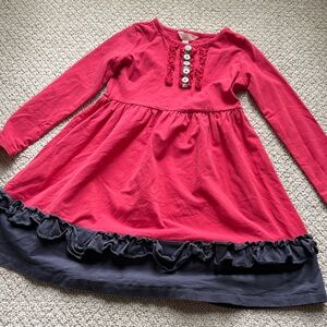 Matilda Jane Girls' Red Long-Sleeve Ruffle Hem Dress sz 6